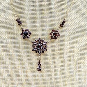 Bohemian Garnet Teardrop Necklace Sterling Silver Gold Vermeil